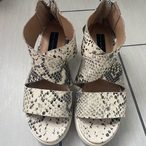 White snake skin wedges